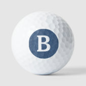 Witte Monogram Lichtblauwe Denim Print Waarde 3-pa Golfballen (Voorkant)