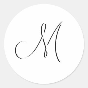 Witte Monogram M Bruiloft Uitnodiging Seal Ronde Sticker