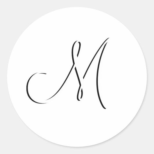 Witte Monogram M Bruiloft Uitnodiging Seal Ronde Sticker (Voorkant)