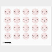 Witte monogram naam Glitter Pink Eyes Lash Princs Ronde Sticker (Vel)