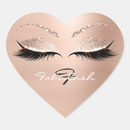 Witte monogram Naam Glitter Pink Gold Lashes White Hart Sticker