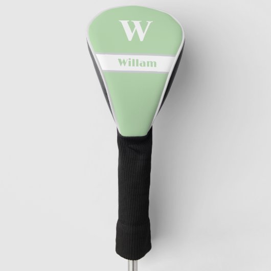 Witte Monogram Naam Golf Head Hoesje Golfheadcover (Voorkant)