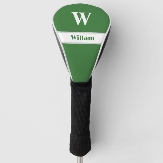 Witte Monogram Naam Golf Head Hoesje Golfheadcover (Voorkant)