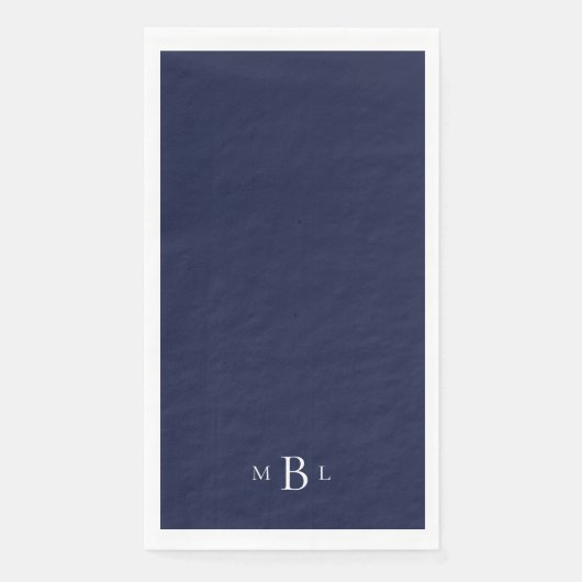 Witte Monogram Navy Trouwservetten Servet (Voorkant)