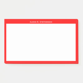 Witte monogram of naam op rode rand post-it® notes