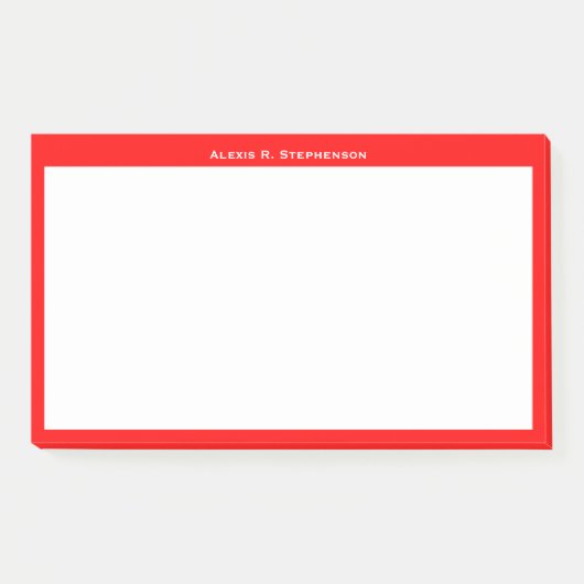 Witte monogram of naam op rode rand post-it® notes (Voorkant)