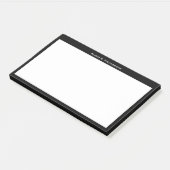 Witte monogram of naam op zwarte rand post-it® notes (Schuin)
