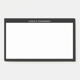 Witte monogram of naam op zwarte rand post-it® notes