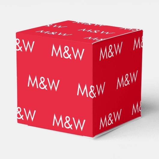 Witte monogram rood aanpassen met Initiaal Bedankdoosjes (Achterkant)