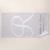 Witte monogram | Rustic Linen Kijk Strandlaken (Voorkant)