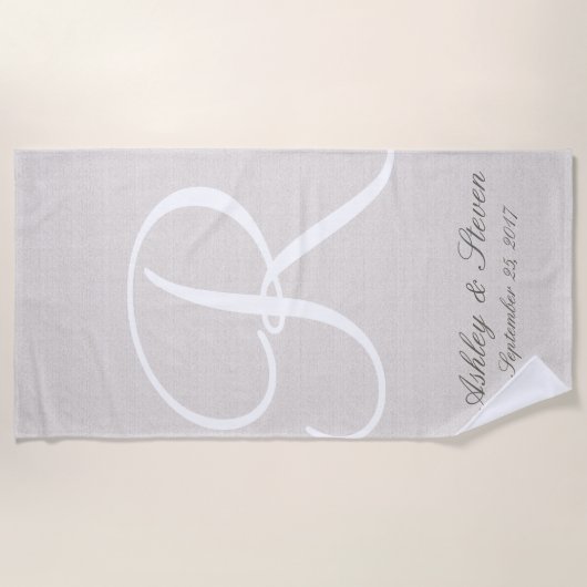 Witte monogram | Rustic Linen Kijk Strandlaken (Voorkant)