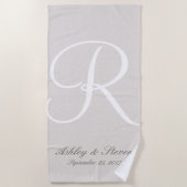 Witte monogram | Rustic Linen Kijk Strandlaken (Voorkant)