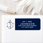 Witte monogram van de Nautical Navy Sketch Etiket (Insitu)