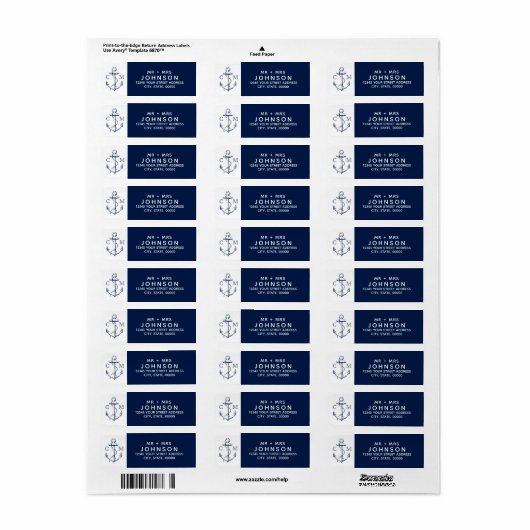 Witte monogram van de Nautical Navy Sketch Etiket (Full Sheet)