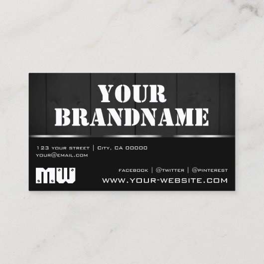 Witte monogram van hout visitekaartje (Achterkant)