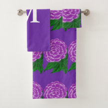 Witte Monogram Violet Floral Waterverf