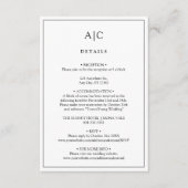 Witte Monogram Wedding Details Enclosure Kaart (Voorkant)