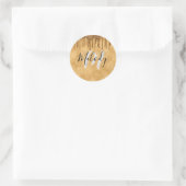 Witte monogram zwart schrift op het druppelen van  ronde sticker (Tas)