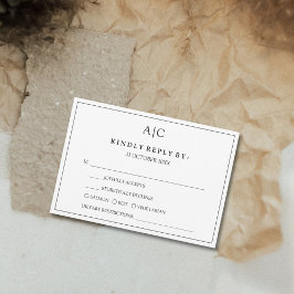 Witte Monogramma Maaltijdkeuze Huwelijks RSVP Kaar Kaartje