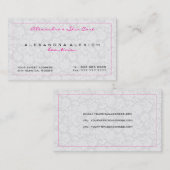 Witte Monotonen  Bloemen Damasks Visitekaartje (Voorkant / Achterkant)