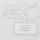 Witte Monotonen Schone Bloemen Damasks 2 Visitekaartje (Voorkant / Achterkant)