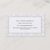 Witte Monotonen Schone Bloemen Damasks 2 Visitekaartje (Achterkant)