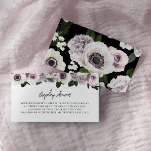 Witte Moody Anemone & Paarse Bruids Display Douche Informatiekaartje