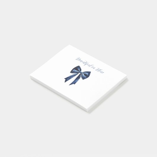 Witte Mooie Blauwe Strik Post-it® Notes (Schuin)