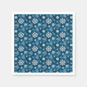 Witte mooie sneeuwvlokken op een winter blauwe ach servet