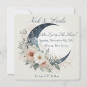 Witte Moonflower Bewaar de datum Foto Aankondiging (Achterkant)