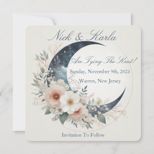 Witte Moonflower Bewaar de datum Foto Aankondiging (Achterkant)