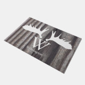 Witte Moose gewei verweerd hout - gepersonaliseerd Deurmat (Schuin)