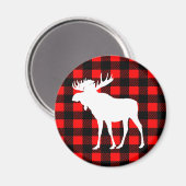 Witte Moose & Rustiek Zwart Rood Buffel Check Plak Magneet (Voorkant / Achterkant)