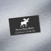 Witte Moose Silhouet op zwart Visitekaartje Magneet (Voorbeeld)