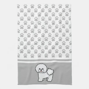 Witte Mopshond Bichon Frise Hond Met Grijze Poot P Theedoek