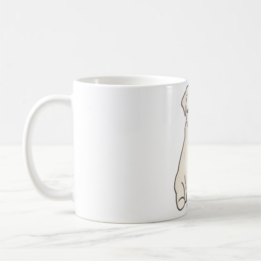 Witte mopshond Magic Koffiemok (Links)