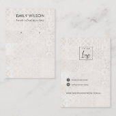 WITTE MOROCCAN TEGEL TEXTURE STUD EARRING DISPLAY VISITEKAARTJE (Voorkant / Achterkant)