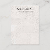 WITTE MOROCCAN TEGEL TEXTURE STUD EARRING DISPLAY VISITEKAARTJE (Voorkant)