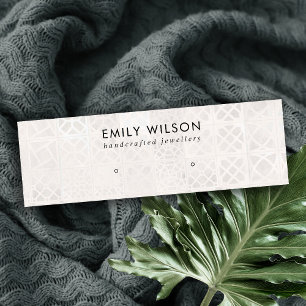 WITTE MOROCCAN TILE TEXTURE STUD EARRING DISPLAY MINI VISITEKAARTJE