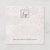 WITTE MOROCCAN TILE TEXTURE STUD EARRING DISPLAY VIERKANTE VISITEKAARTJE (Voorkant)