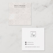 WITTE MOROCCAN TILE TEXTURE STUD EARRING DISPLAY VIERKANTE VISITEKAARTJE (Voorkant / Achterkant)