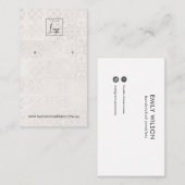 WITTE MOROCCAN TILE TEXTURE STUD EARRING DISPLAY VISITEKAARTJE (Voorkant / Achterkant)