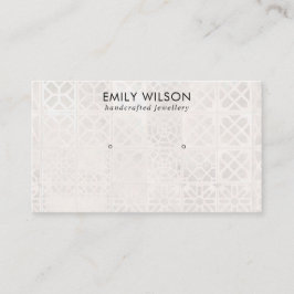 WITTE MOROCCAN TILE TEXTURE STUD EARRING DISPLAY VISITEKAARTJE