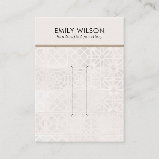 WITTE MOROCCANTISCHE TILE TEXTURE HAIR CLIP DISPLA VISITEKAARTJE (Voorkant)