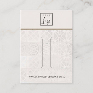 WITTE MOROCCANTISCHE TILE TEXTURE HAIR CLIP DISPLA VISITEKAARTJE