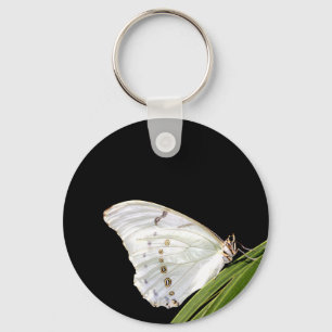 Witte Morpho-vlinder op blad Sleutelhanger