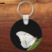 Witte Morpho-vlinder op blad Sleutelhanger (Voorkant)