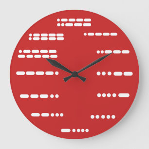 Witte morse-codewandklok met alle 12 getallen grote klok