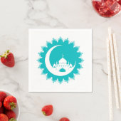 Witte Moskee in Crescent Moon Ramadan, blauw Servet (Insitu)