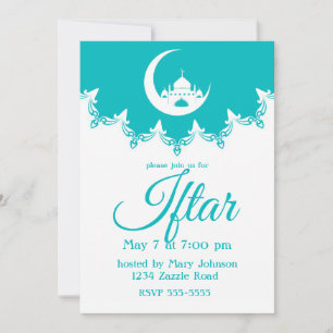 Witte Moskee in Crescent Moon Ramadan Iftar Kaart